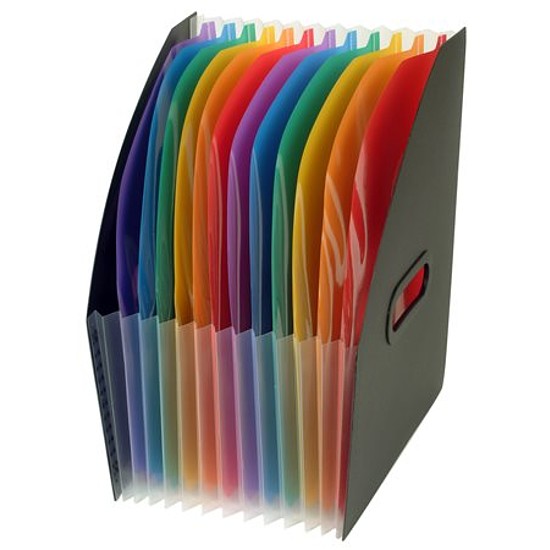 Viquel Rainbow Class iratpapucs 12 rekeszes A4 PP 200 mm-re kihúzható fekete