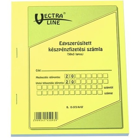 VL Készpénzfizetési számlatömb egy ÁFA-s 50x3 lapos álló B.13-373/A/V.-)