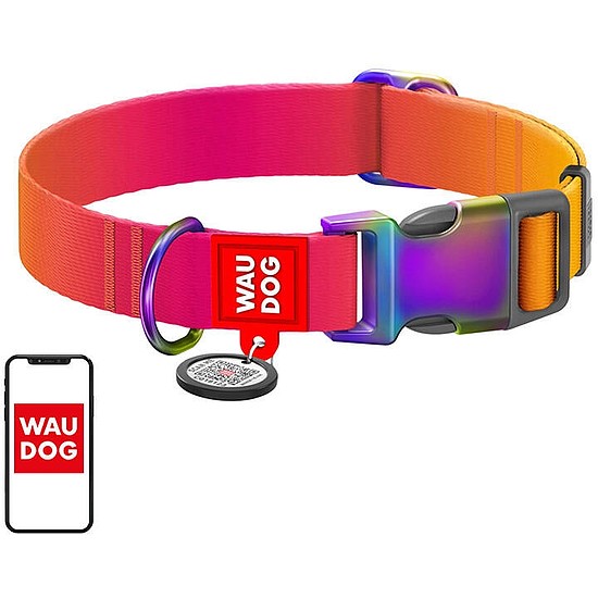 Waudog gradiens nylon nyakörv QR kóddal, narancssárga, L-es méret (46534)