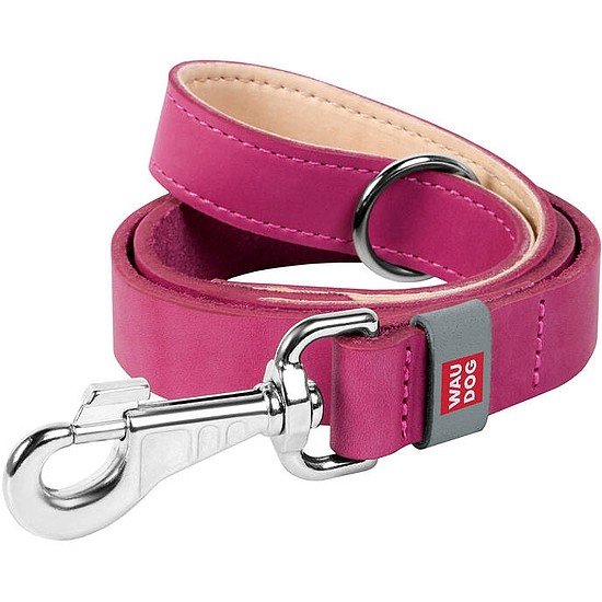 WAUDOG természetes bőrből készült kutyapóráz 20 mm széles, 122 cm hosszú rózsaszín (08147)