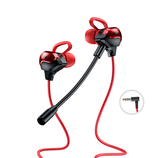 WEKOME ET-Y30 ET sorozat - 3,5 mm-es jack vezetékes fejhallgató játékosoknak piros (WK-ET-Y30_RED)