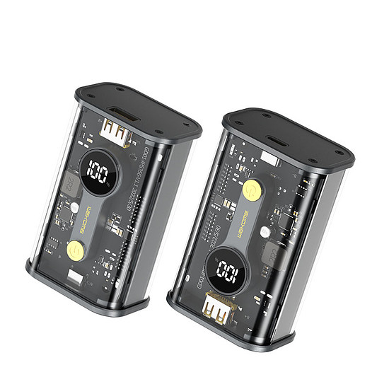WEKOME WP-333 Vanguard Series - Power bank 10000 mAh Super Charging PD 20W + QC 22,5W fekete / átlátszó (WK-WP-333)