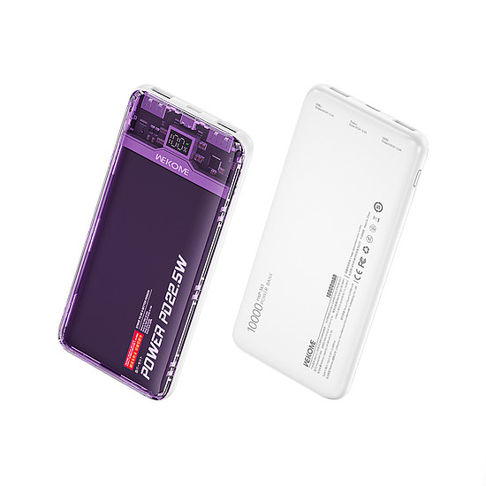 WEKOME WP-353 Vanguard Series - Power bank 10000 mAh PD 20W + QC 22,5W lila / átlátszó (WK-WP-353_PURPLE)