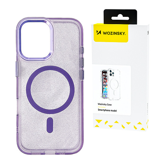 Wozinsky csillámos MagSafe tok Samsung Galaxy S24 FE-hez - lila csillámporral