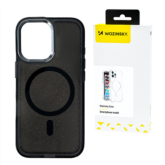 Wozinsky csillámos tok mágneses széffel Samsung Galaxy S24 FE-hez - fekete csillámporral