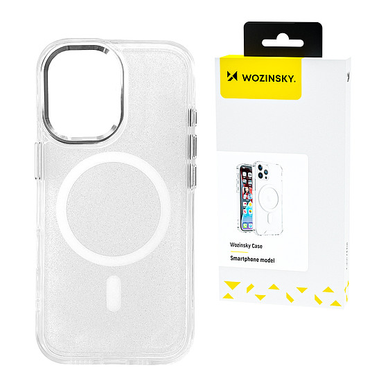 Wozinsky csillámos tok mágneses széffel Samsung Galaxy S25-höz - átlátszó csillámporral