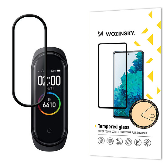 Wozinsky Full Glue képernyővédő fólia, teljesen fedett keretes tokkal, Xiaomi Mi Band 6 / Mi Band 5 fekete