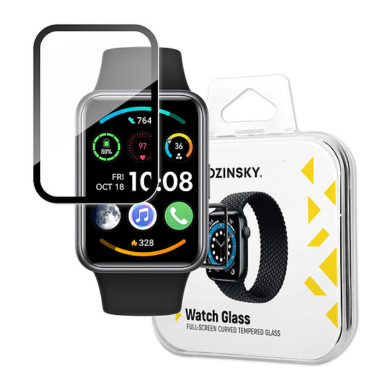 Wozinsky teljes ragasztós edzett üveg edzett üveg Huawei Watch Fit 2 9H teljes képernyős tok fekete kerettel