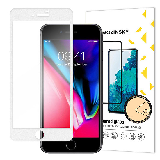 Wozinsky Tempered Glass Full Glue Super Tough képernyővédő fólia, teljesen fedett kerettel, tokkal barát iPhone SE 2022 / SE 2020 / iPhone 8 / iPhone 7 fehér