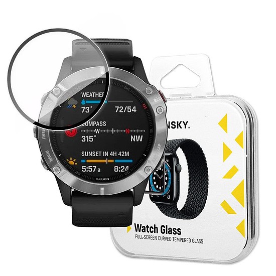 Wozinsky Watch Glass hibrid üveg Garmin Fenix 6 fekete fekete