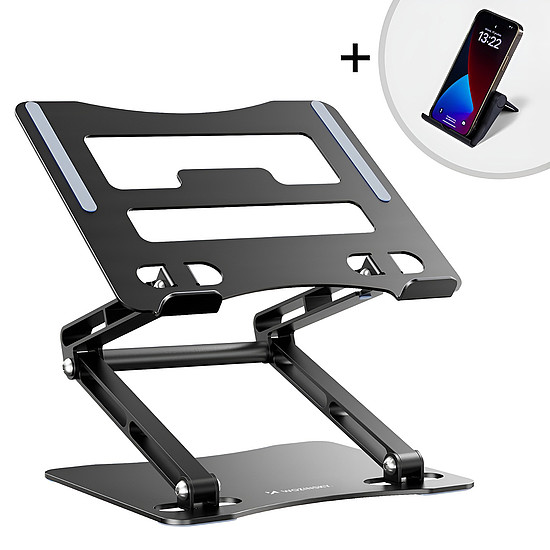 Wozinsky WRS-CPY75DSB alumínium laptoptartó + Ajándék! okostelefon-tartó - fekete