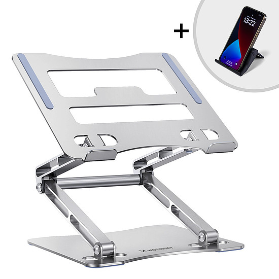 Wozinsky WRS-CPY75DSS alumínium laptoptartó + Ajándék okostelefon-tartó - ezüst