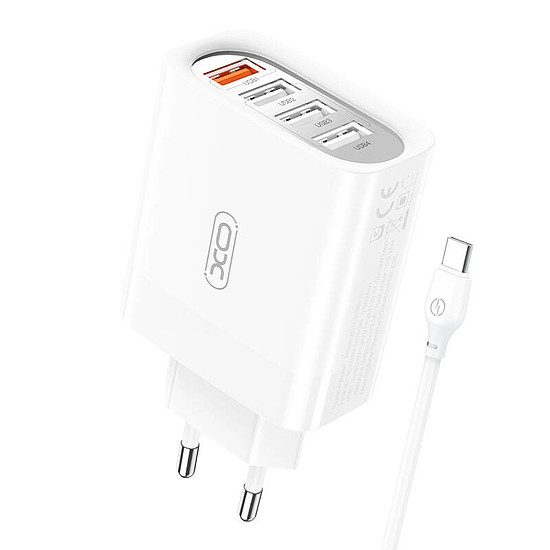 XO L110 fali töltő USB-C kábellel, 18W, fehér (L100 cable C)
