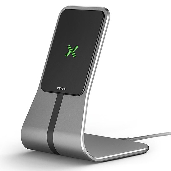 XVIDA POWER 2 vezeték nélküli asztali töltőállvány - Qi 7,5 W ezüst (W2-DESKM-01SI-EU)
