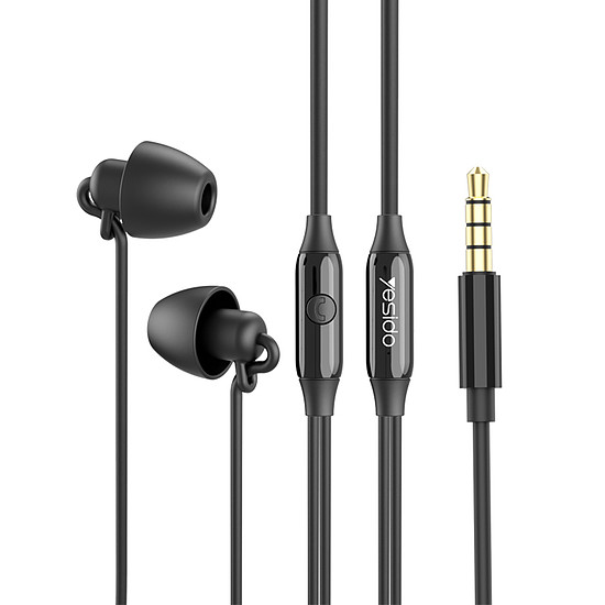 Yesido - Sztereó fülhallgató (YH29) - 3,5 mm-es jack mikrofonnal, 1,2 m - Fekete (KF234457)