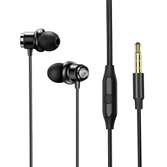 Yesido - Sztereó fülhallgató (YH31) - 3,5 mm-es jack mikrofonnal, 1,2 m - Fekete (KF234455)