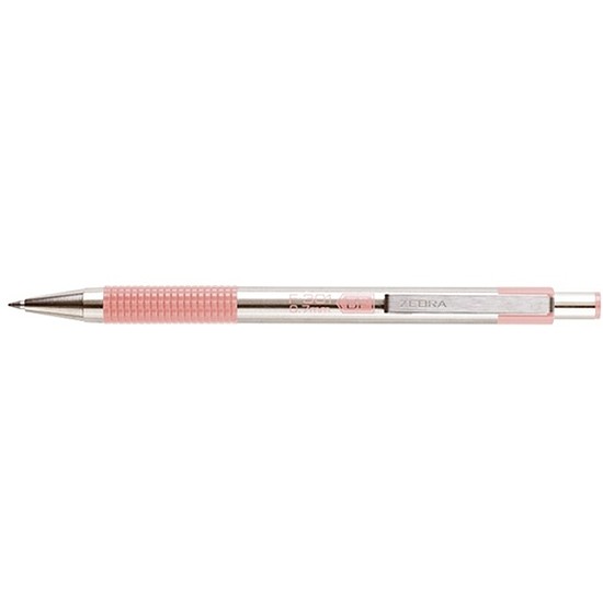 Zebra F-301 golyóstoll pasztell rózsaszín, fém, nyomógombos betét:F