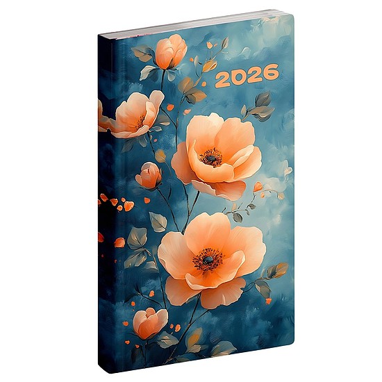 Zsebnaptár 2026 REALSYSTEM Flexi álló fehér lapos Szirmok