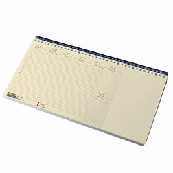 Asztali naptár 2026 kép nélküli REALSYSTEM fekvő sárga lapos blokktömbös kék