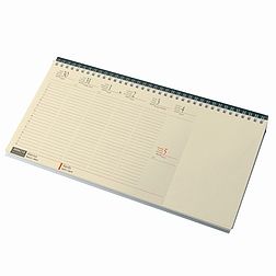 Asztali naptár 2026 kép nélküli REALSYSTEM fekvő sárga lapos blokktömbös zöld