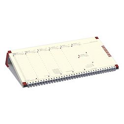 Asztali naptár 2026 kép nélküli TOPTIMER C050 fekvő sárga lapos bordó