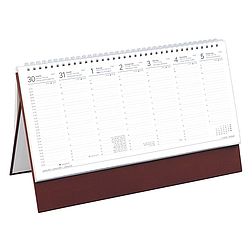Asztali naptár 2026 kép nélküli TOPTIMER T051 álló fehér lapos bordó