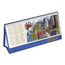 Asztali naptár 2026 képes CSÍZIÓ álló fehér lapos idézetes bőr hatású Öko hátlap kék