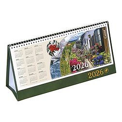 Asztali naptár 2026 képes CSÍZIÓ álló fehér lapos idézetes bőr hatású Öko hátlap zöld