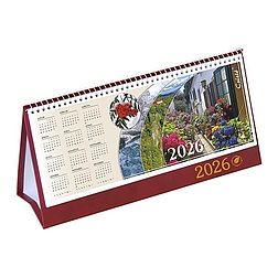 Asztali naptár 2026 képes CSÍZIÓ álló fehér lapos idézetes bőr hatású Öko hátlap bordó