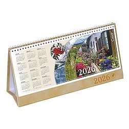 Asztali naptár 2026 képes CSÍZIÓ álló fehér lapos idézetes bőr hatású Öko hátlap drapp