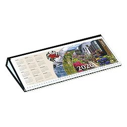 Asztali naptár 2026 képes CSÍZIÓ fekvő fehér lapos idézetes bőr hatású Öko hátlap fekete