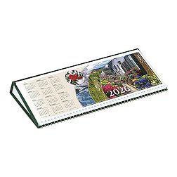 Asztali naptár 2026 képes CSÍZIÓ fekvő fehér lapos idézetes bőr hatású Öko hátlap zöld