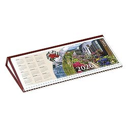 Asztali naptár 2026 képes CSÍZIÓ fekvő fehér lapos idézetes bőr hatású Öko hátlap bordó