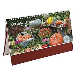 Asztali naptár 2026 képes TOPTIMER T054 álló fehér lapos Kertész bordó