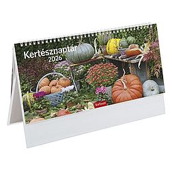 Asztali naptár 2026 képes TOPTIMER T054 álló fehér lapos Kertész fehér papír táblás