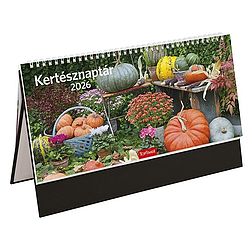 Asztali naptár 2026 képes TOPTIMER T054 álló fehér lapos Kertész fekete