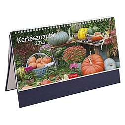 Asztali naptár 2026 képes TOPTIMER T054 álló fehér lapos Kertész kék