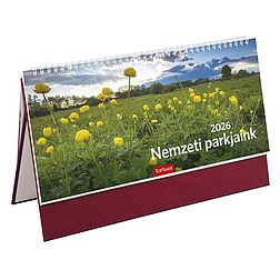 Asztali naptár 2026 képes TOPTIMER T054 álló fehér lapos Nemzeti park bordó