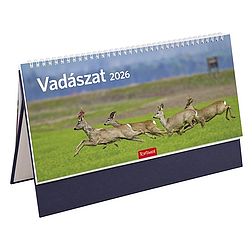 Asztali naptár 2026 képes TOPTIMER T054 álló fehér lapos Vadászat kék