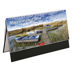 Asztali naptár 2026 képes TOPTIMER T056 álló fehér lapos Magyarországot járva fekete