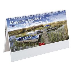 Asztali naptár 2026 képes TOPTIMER T056 álló fehér lapos Magyarországot járva fehér papír táblás