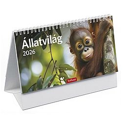 Asztali naptár 2026 képes TOPTIMER T058 álló fehér lapos Állatvilág