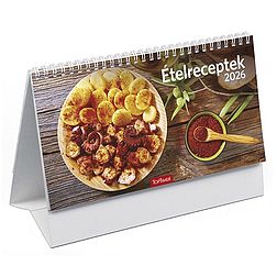 Asztali naptár 2026 képes TOPTIMER T058 álló fehér lapos Ételreceptek