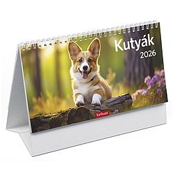 Asztali naptár 2026 képes TOPTIMER T058 álló fehér lapos Kutyák