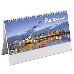 Asztali naptár 2026 képes TOPTIMER T063 álló fehér lapos Európa