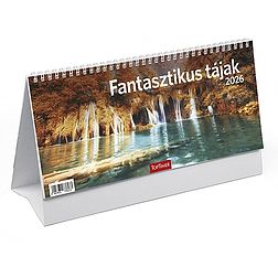 Asztali naptár 2026 képes TOPTIMER T066 álló fehér lapos Fantasztikus tájak