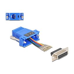Delock D-Sub 15-tűs anya RJ12 anya összekötő adapter kék (67090)