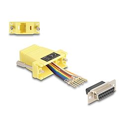 Delock D-Sub 15-tűs anya RJ45 anya összekötő adapter sárga (67113)
