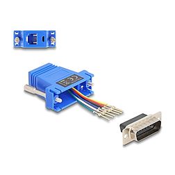 Delock D-Sub 15-tűs dugó RJ12 anya összekötő adapter kék (67085)
