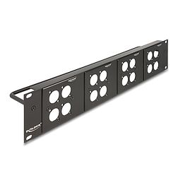 Delock D-típusú 19 Patch Panel 4 D-típusú lemezzel 86 x 86 mm méretű és 4 port 2U fekete (88195)